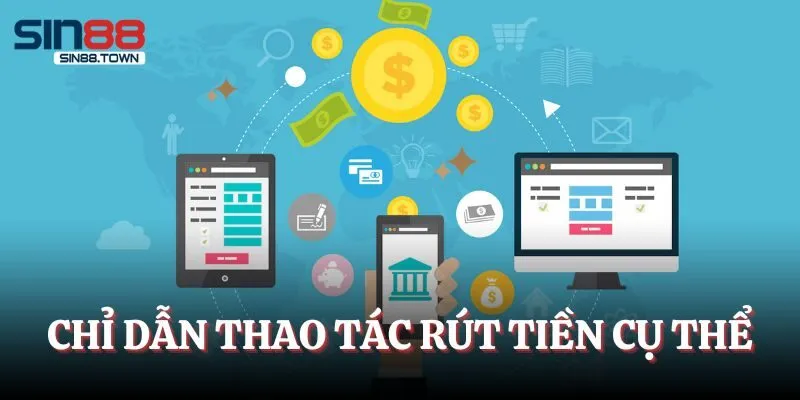 Chỉ dẫn thao tác rút tiền cụ thể